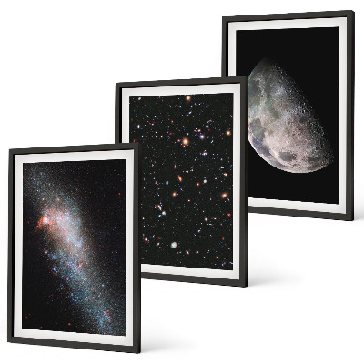 Set di quadri incorniciati spazio galassie stelle luna