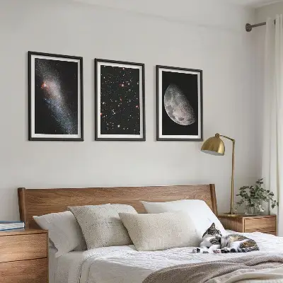 Set di quadri incorniciati con stampa di galassie, stelle e luna