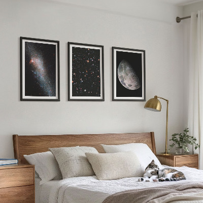 Set di quadri incorniciati spazio galassie stelle luna