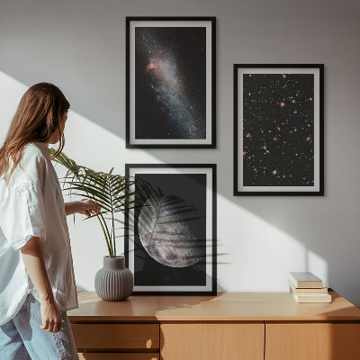 Set di quadri incorniciati spazio galassie stelle luna