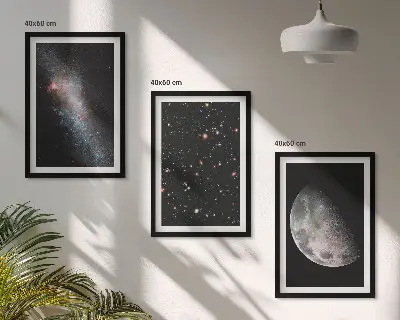 Set di quadri incorniciati con stampa di galassie, stelle e luna