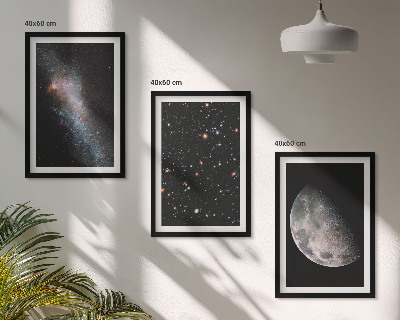 Set di quadri incorniciati spazio galassie stelle luna