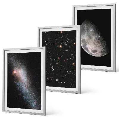 Set di quadri incorniciati con stampa di galassie, stelle e luna