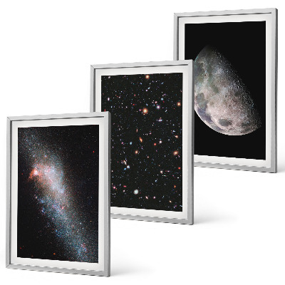 Set di quadri incorniciati spazio galassie stelle luna