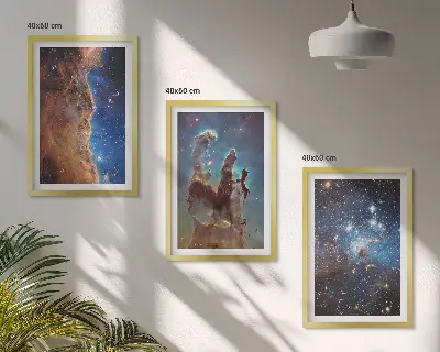 Set di 3 quadri con paesaggi spaziali delle galassie