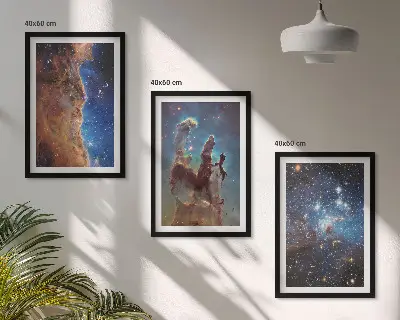 Set di 3 quadri con paesaggi spaziali delle galassie