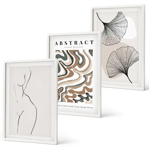 Composizione di quadri con motivi astratti in stile boho