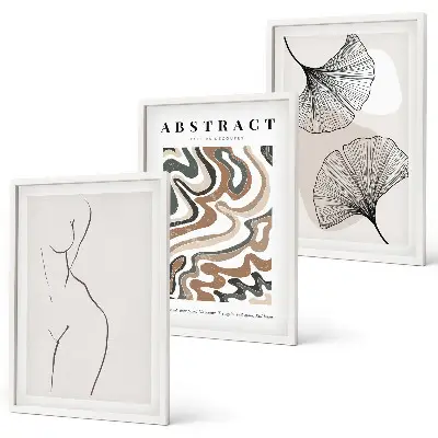 Composizione di quadri con motivi astratti in stile boho