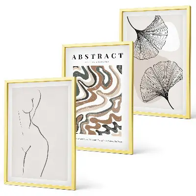 Composizione di quadri con motivi astratti in stile boho
