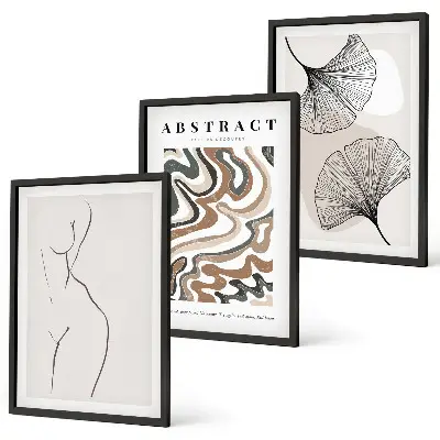 Composizione di quadri con motivi astratti in stile boho