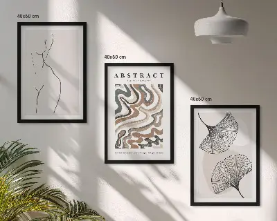 Composizione di quadri con motivi astratti in stile boho