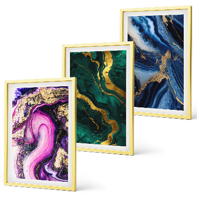 Set di quadri incorniciati Motivi astratti color verde rosa
