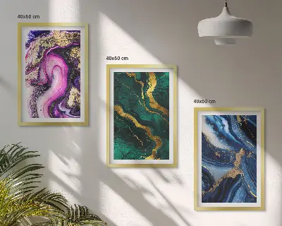Set di quadri incorniciati con motivi astratti nei toni del verde e del rosa