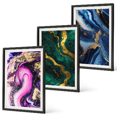 Set di quadri incorniciati Motivi astratti color verde rosa
