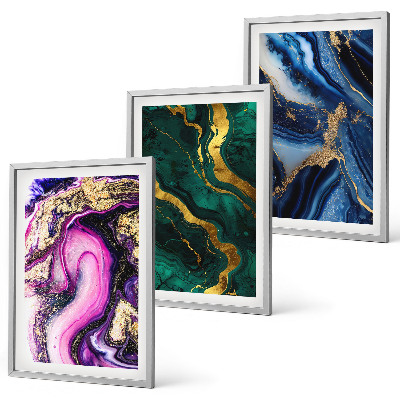 Set di quadri incorniciati Motivi astratti color verde rosa