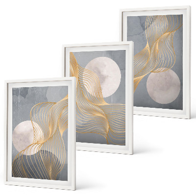 Set di quadri incorniciati Motivi astratti onde cerchi