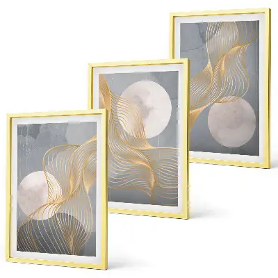 Set di quadri incorniciati con motivi astratti di onde e cerchi