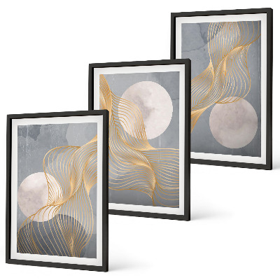Set di quadri incorniciati Motivi astratti onde cerchi
