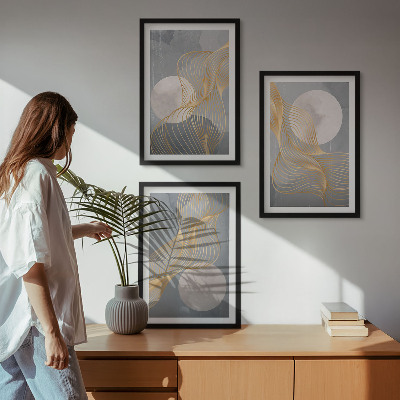 Set di quadri incorniciati Motivi astratti onde cerchi