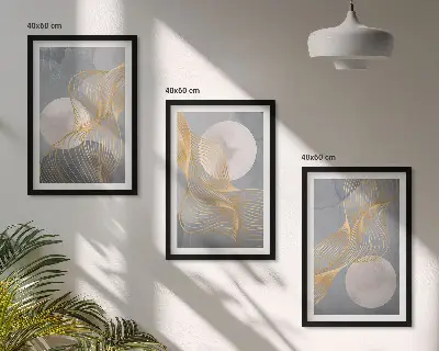 Set di quadri incorniciati con motivi astratti di onde e cerchi