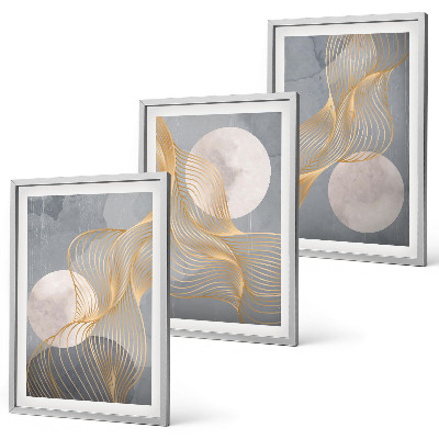 Set di quadri incorniciati Motivi astratti onde cerchi