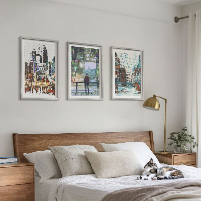 Composizione di quadri Città moderne, personaggi colorati