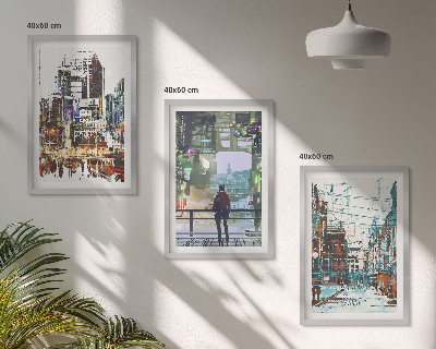 Composizione di quadri Città moderne, personaggi colorati