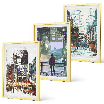 Composizione di quadri Città moderne, personaggi colorati