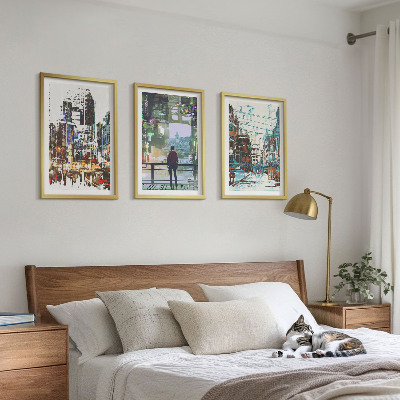 Composizione di quadri Città moderne, personaggi colorati