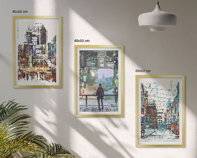 Composizione di quadri Città moderne, personaggi colorati
