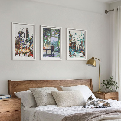 Composizione di quadri Città moderne, personaggi colorati