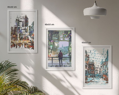 Composizione di quadri Città moderne, personaggi colorati
