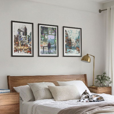 Composizione di quadri Città moderne, personaggi colorati