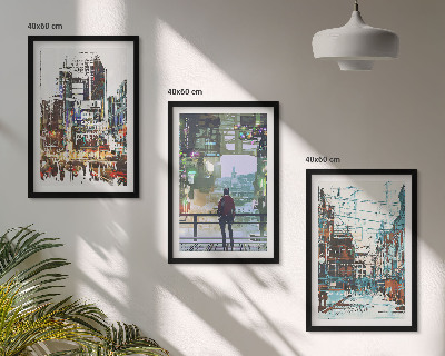 Composizione di quadri Città moderne, personaggi colorati
