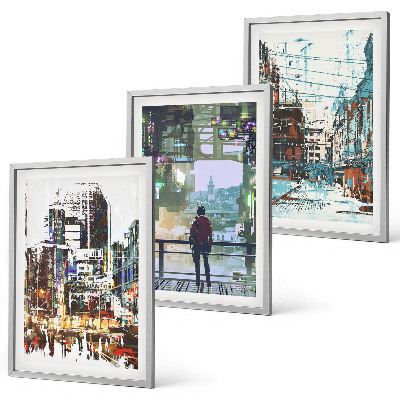 Composizione di quadri Città moderne, personaggi colorati