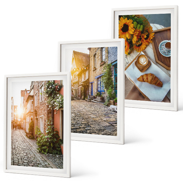 Set di quadri incorniciati strade caffè girasoli