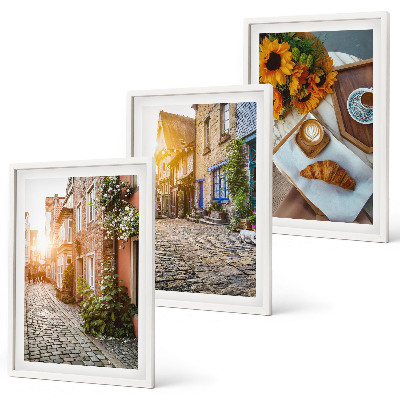 Set di quadri incorniciati strade caffè girasoli