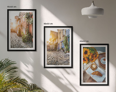 Set di quadri incorniciati strade caffè girasoli