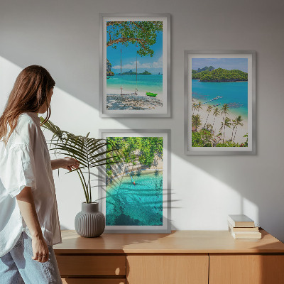 Composizione di quadri Spiagge, palme, acqua cristallina