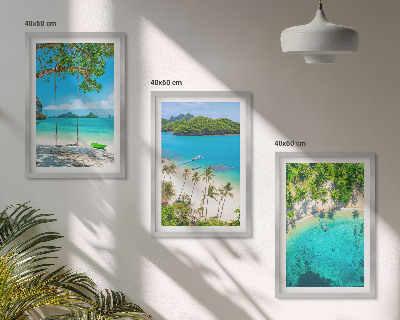 Composizione di quadri Spiagge, palme, acqua cristallina