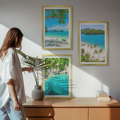 Composizione di quadri Spiagge, palme, acqua cristallina