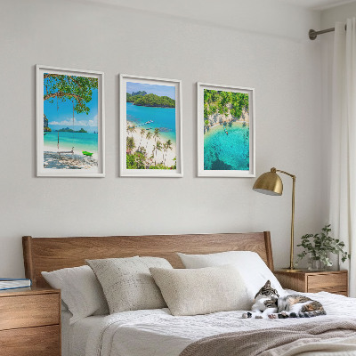 Composizione di quadri Spiagge, palme, acqua cristallina