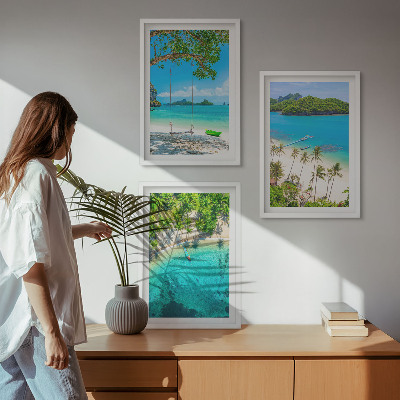 Composizione di quadri Spiagge, palme, acqua cristallina