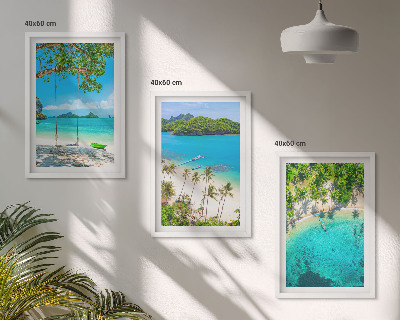 Composizione di quadri Spiagge, palme, acqua cristallina