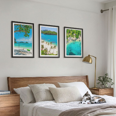 Composizione di quadri Spiagge, palme, acqua cristallina