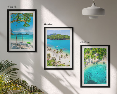 Composizione di quadri Spiagge, palme, acqua cristallina
