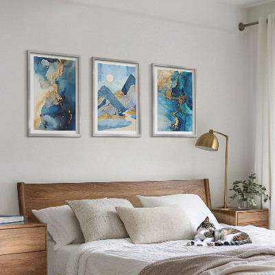 Set di quadri incorniciati Motivi astratti delle Montagne Blu