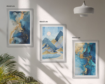 Set di quadri incorniciati Motivi astratti delle Montagne Blu