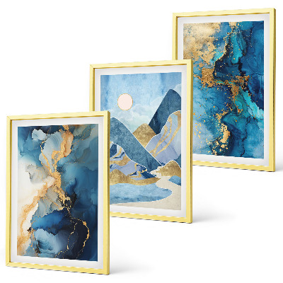 Set di quadri incorniciati Motivi astratti delle Montagne Blu