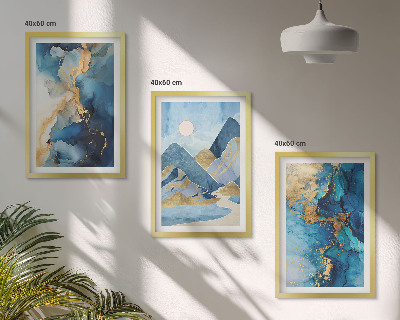 Set di quadri incorniciati Motivi astratti delle Montagne Blu